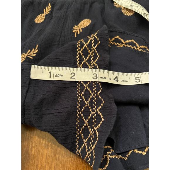 J. Crew Women's Navy Metallic Gold Pineapple Drawstring Casual Shorts Small - Picture 8 of 12